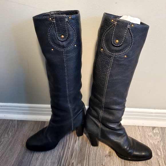 ❌❌❌SOLD❌❌❌          AUTHENTIC CHLOE BLACK LEATHER HIGH BOOTS - Picture 1 of 7